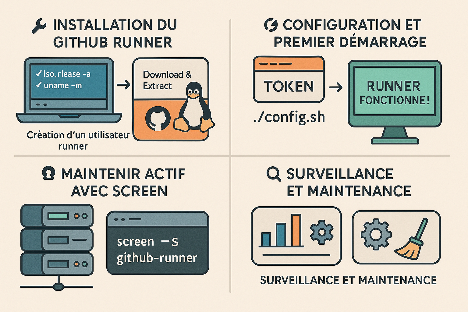 🚀 GitHub Runner Permanent avec Screen et Systemd